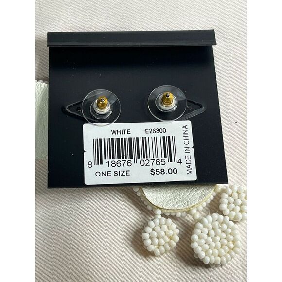 Rebecca Minkoff White Beaded Dangle Drop Earrings - Picture 3 of 3